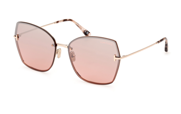 Tom Ford NICKIE 02 FT1107 28U Shiny Rose Gold /Mirror Cat Eye Women Sunglasses