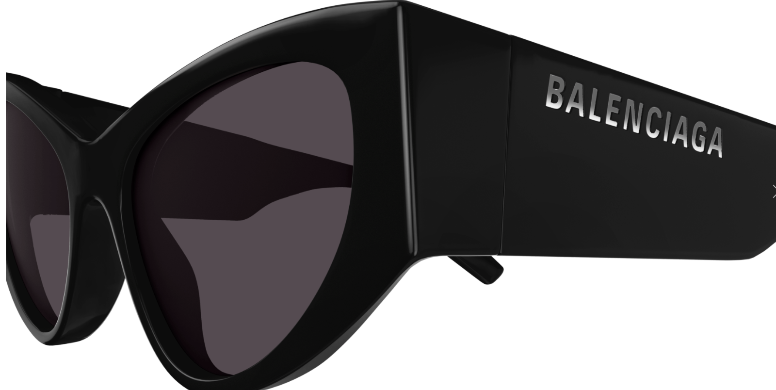 Balenciaga BB0300S-001 Black/Grey Cat Eye Oversized Women's Sunglasses