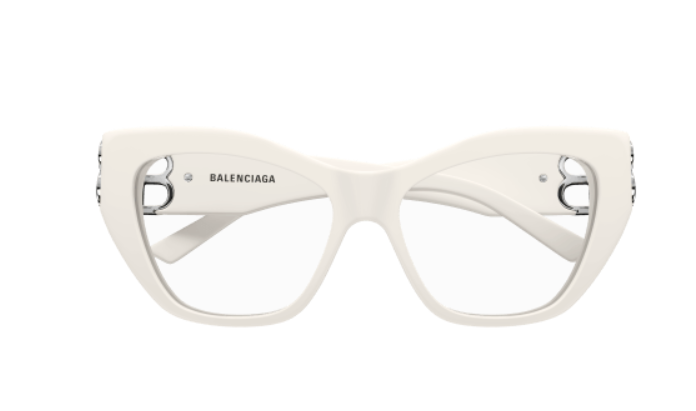 Balenciaga BB0312O 003 White Cat Eye Women's Eyeglasses