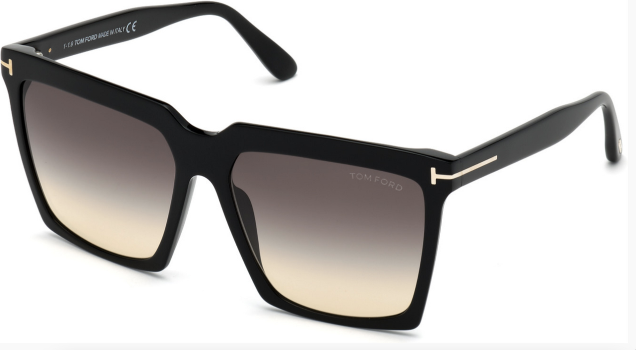 Tom Ford FT0764 SABRINA-02 01B Shiny Black/Smoke Gradient Women's Sunglasses