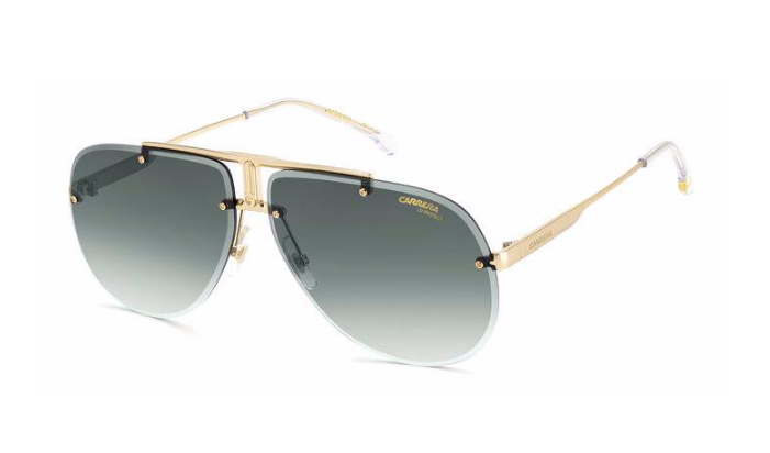 Carrera 1052/S LOJ-GD-CRYSTAL 9K GREEN SHADED/Gold Rimless Oval Men's Sunglasses