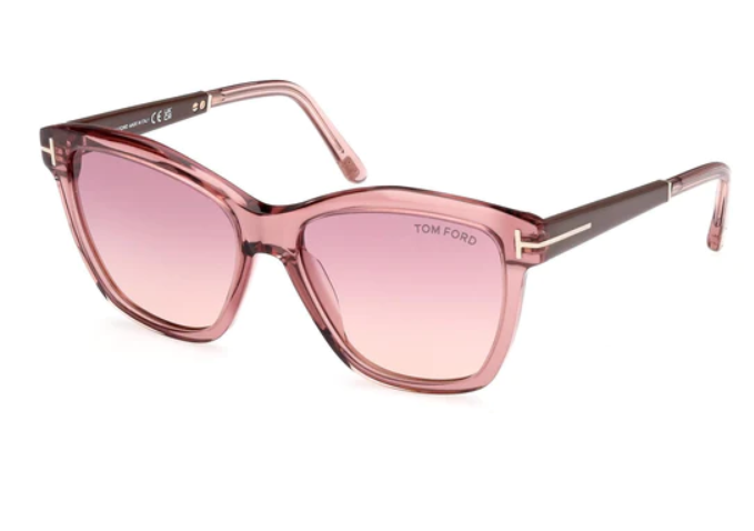 Tom Ford FT1087 Lucia 72Z Shiny Light Pink/Violet Gradient Square Sunglasses