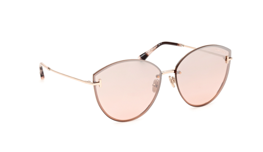 Tom Ford FT1106 28U Shiny Rose Gold/ Bordeaux Mirror Cat Eye Women Sunglasses