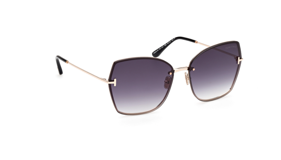 Tom Ford NICKIE 02 FT1107 28B Shiny Rose Gold/Smoke Cat Eye Women Sunglasses