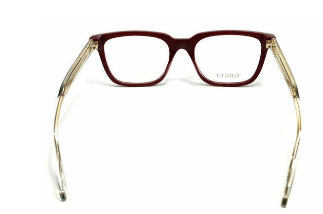 Gucci GG0560ON 007 Burgundy/Crystal Rectangle Men's Eyeglasses.