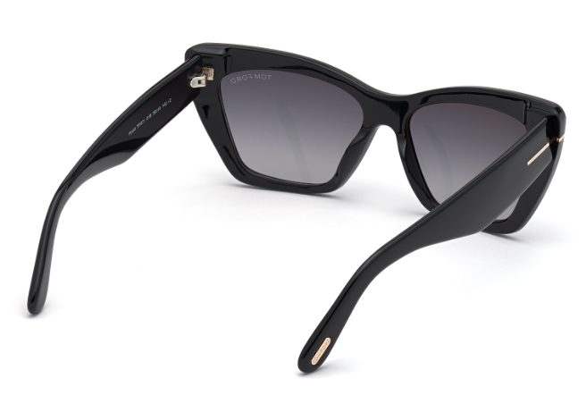 Tom Ford WYATT FT0871 01B Shiny Black/Smoke Gradient Cat Eye Women's Sunglasses