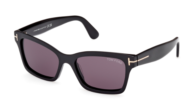 Tom Ford Mikel FT1085 01A Shiny Black/Smoke Square Women's Sunglasses