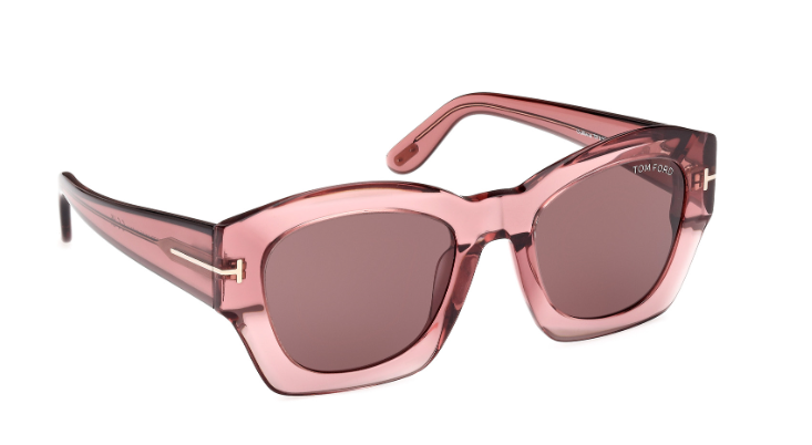 Tom Ford GUILLIANA FT1083 72E Shiny Dark Pink/Brown Square Women's Sunglasses