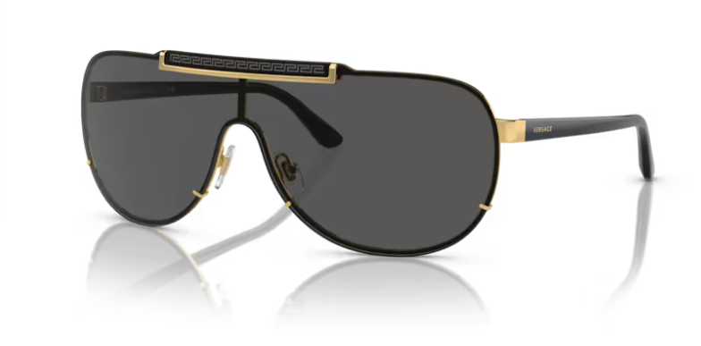 Versace 0VE2140 100287 Dark Grey-Gold/Black Soft Square Men's Sunglasses