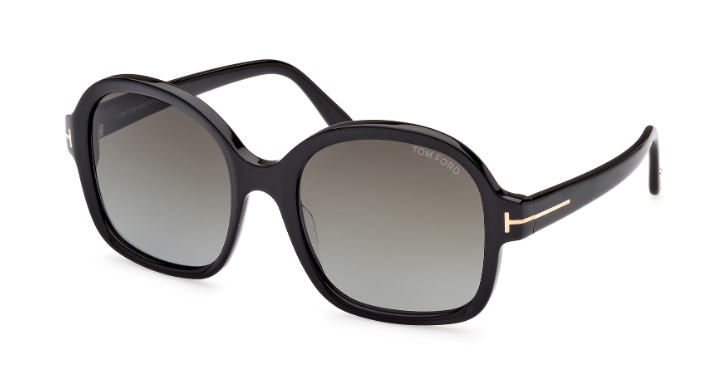 Tom Ford Hanley FT1034 01B Shiny Black/Gradient Smoke Butterfly Women Sunglasses