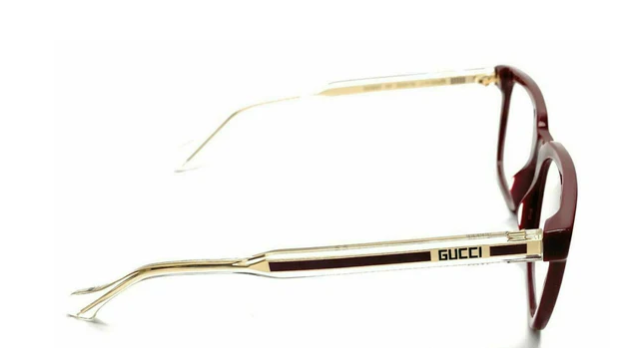 Gucci GG0560ON 007 Burgundy/Crystal Rectangle Men's Eyeglasses.