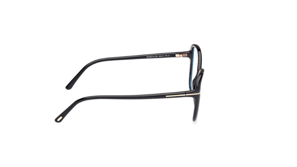 Tom Ford FT5907 001 Shiny Black/Blue Block Cat Eye Women's Eyeglasses