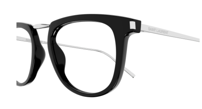 Saint Laurent SL 753 OPT 001 Black/Silver Soft Square Men's Eyeglasses