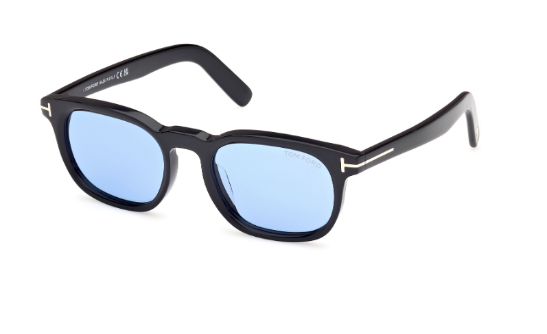 Tom Ford FT1122-D 01V Shiny Black/Blue Square Men's Sunglasses