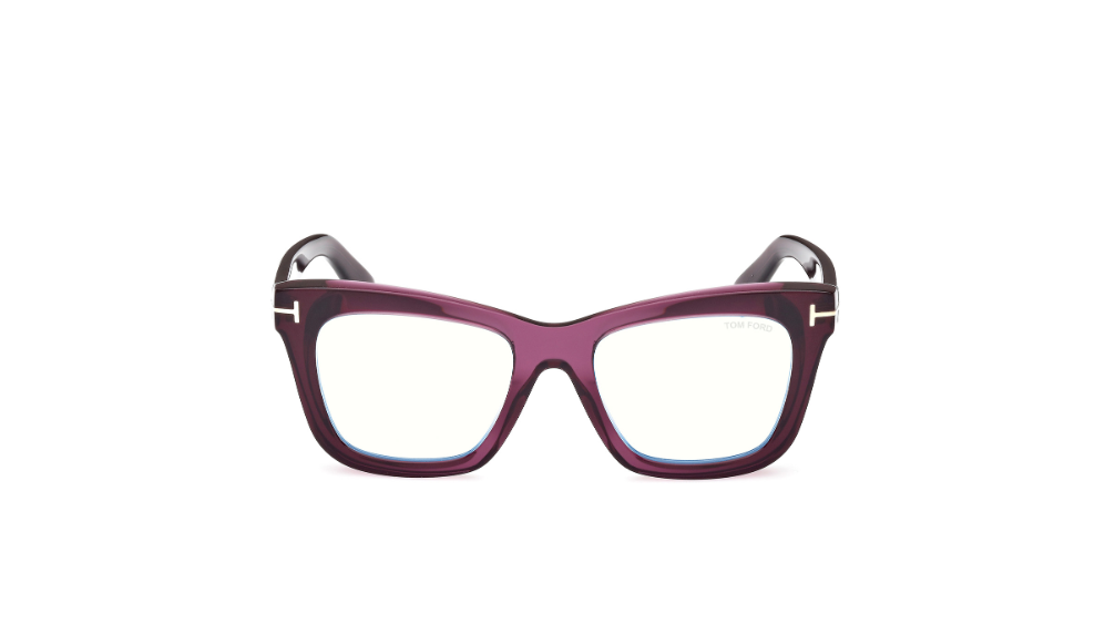 Tom Ford FT5881 081 Shiny Violet/Blue Block Square Women's Eyeglasses