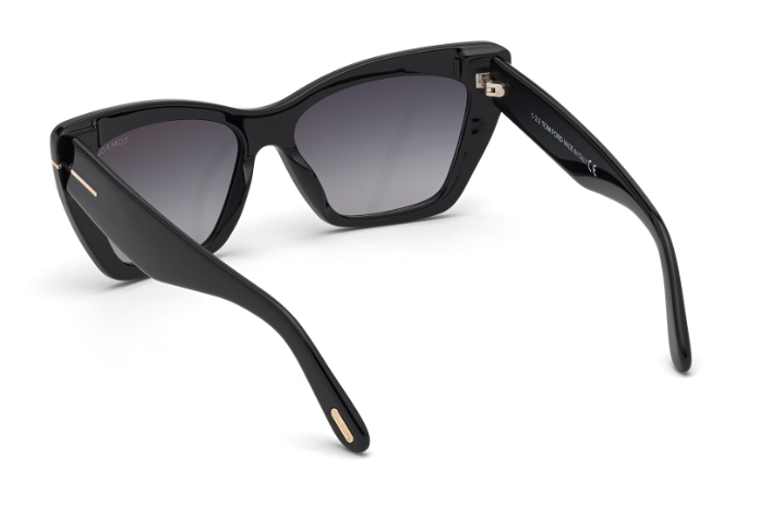 Tom Ford WYATT FT0871 01B Shiny Black/Smoke Gradient Cat Eye Women's Sunglasses