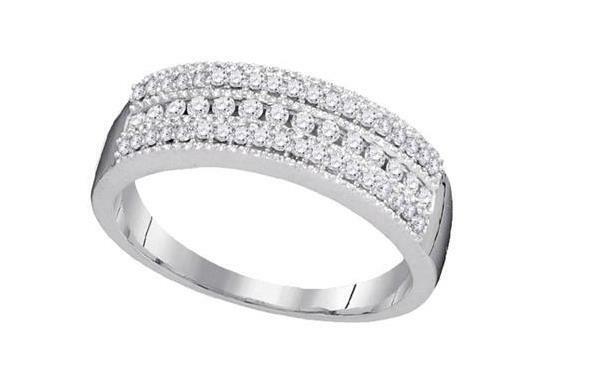 10kt White Gold Diamond Womens Band Ring 1/3 Cttw