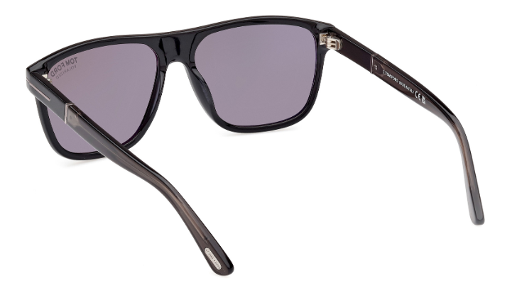 Tom Ford FRANCES FT1081 N 01D ShinyBlack/Smoke Polarized Square Men's Sunglasses