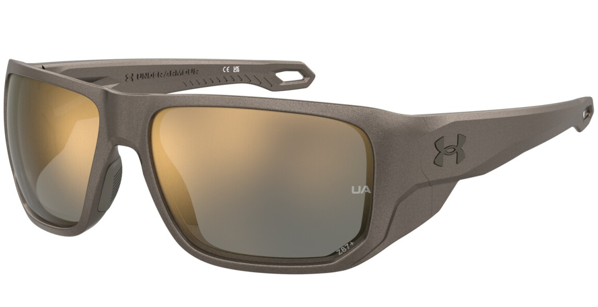 Under Armour UA ATTACK MD HKL 2B Brown Metallic/Gold Mirrored Men's Sunglasses