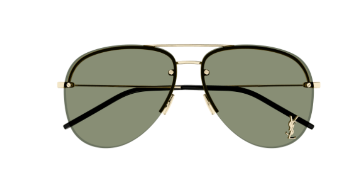 Saint Laurent Classic 11 M 003 Gold/Green Oval Men's Sunglasses