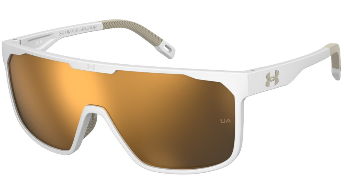 Under Armour UA DEFINE/G 7JX VP Matte White Gold/Gold Mirrored Men's Sunglasses