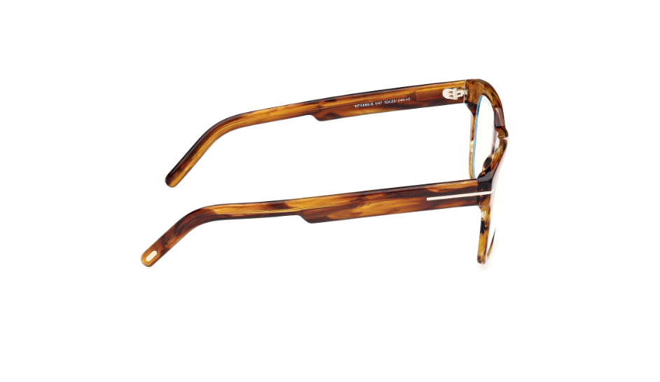 Tom Ford FT5886 047 Shiny Light Brown Block Lenses Square Men's Eyeglasses