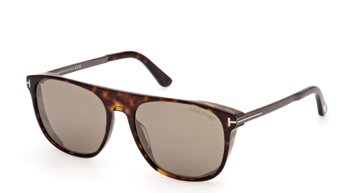 Tom Ford FT1105 Lionel-02 52L Dark Havana/Roviex Mirrored Square Sunglasses