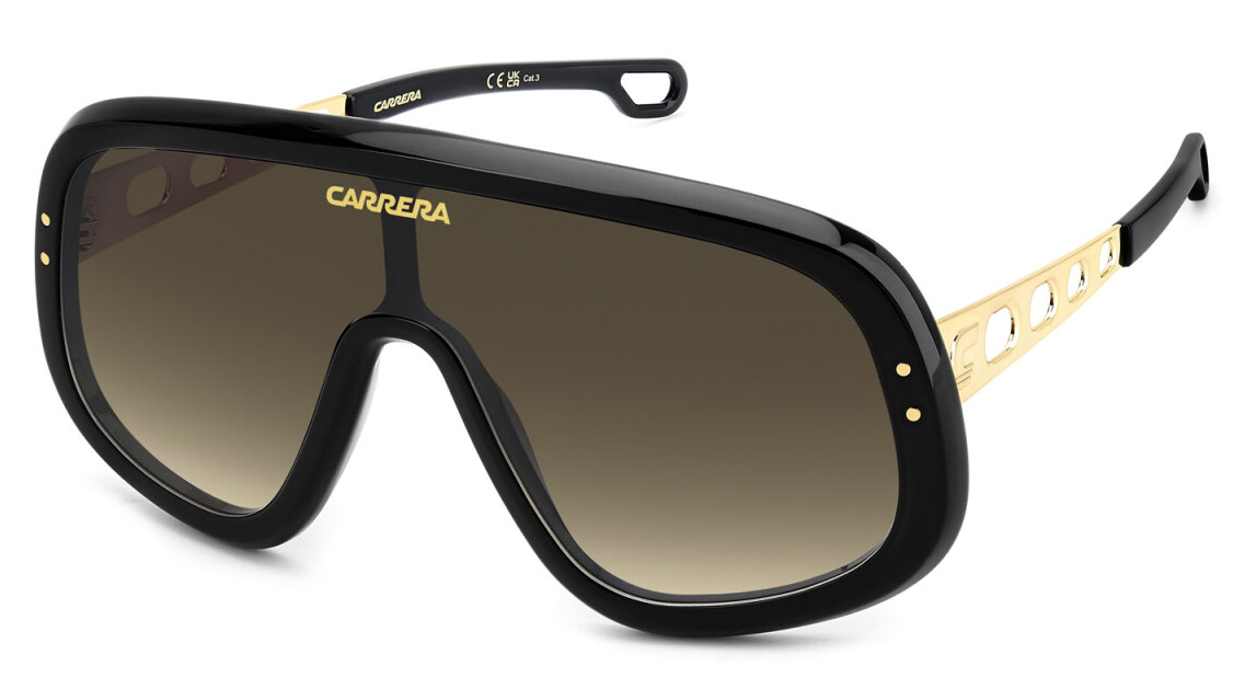 Carrera FLAGLAB 17 2M2 86 Black Gold/Black Brown Green Mask Men's Sunglasses