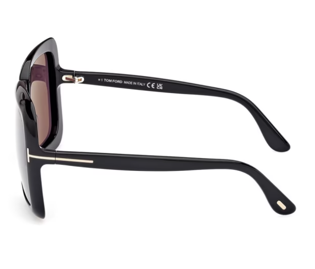 Tom Ford FT1157 01A Shiny Black/Smoke Square Women's Sunglasses