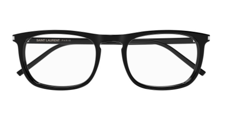 Saint Laurent SL 670 001 Black Flat Top Rectangle Men's Eyeglasses