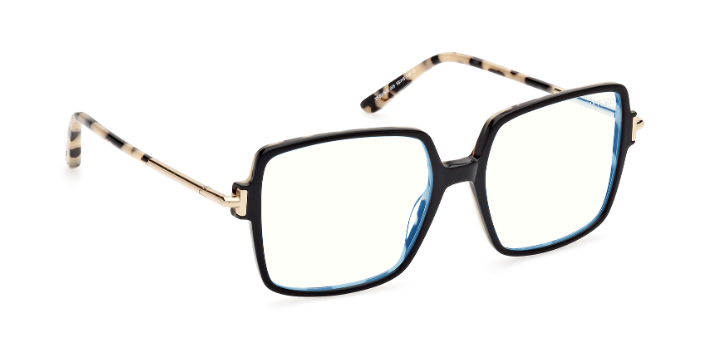 Tom Ford FT5915 005 Black/Monocolor/Clear Square Women's Eyeglasses