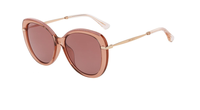 Jimmy Choo PHEBE/F/S W66 56 4S Pink/Burgundy Oval Women's Sunglasses