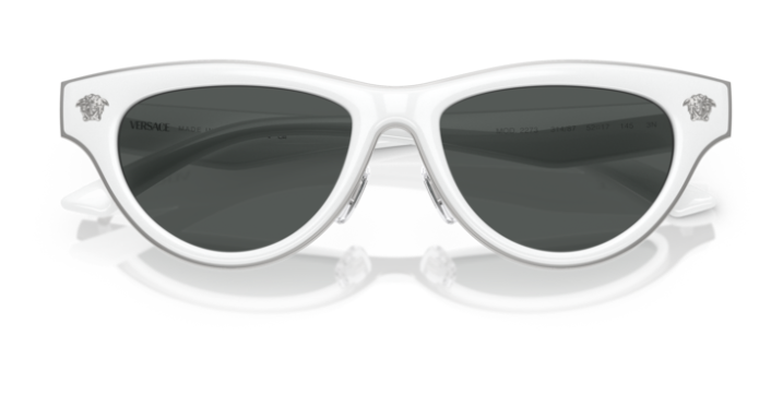 Versace 0VE2273 314/87 White/Dark Grey Cat Eye Women's Sunglasses