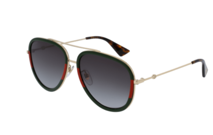 Gucci GG0062S 003 Gold Green/Grey Gradient Oval Women's Sunglasses