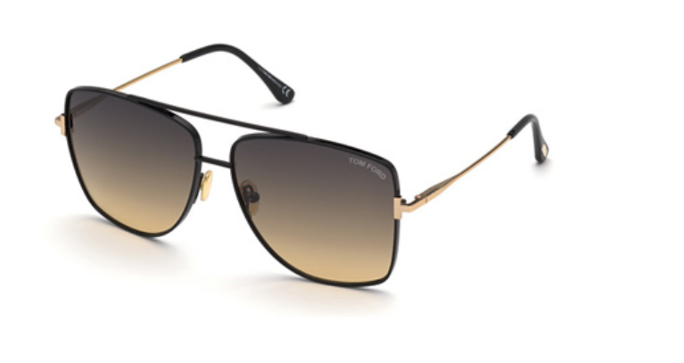 Tom Ford Reggie FT0838 01B Shiny Black/Shiny Rose Gold/Smoke Women's Sunglasses