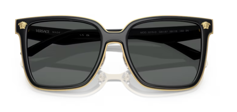 Versace 0VE2278D GB1/87 Black/Dark Grey Cat Eye Women's Sunglasses