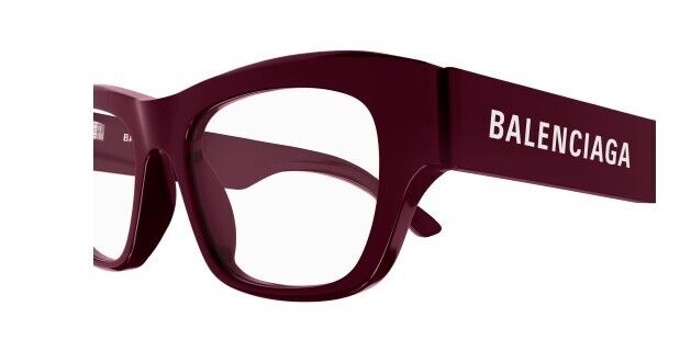 Balenciaga BB0264O 004 Burgundy Rectangular Unisex Eyeglasses