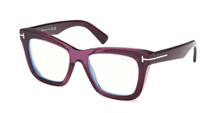 Tom Ford FT5881 081 Shiny Violet/Blue Block Square Women's Eyeglasses