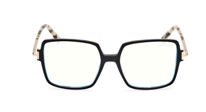 Tom Ford FT5915 005 Black/Monocolor/Clear Square Women's Eyeglasses