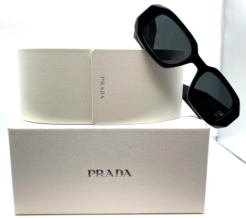 Prada 0PR17W 1AB5S0 Black/Dark Grey Rectangular Women's Sunglasses