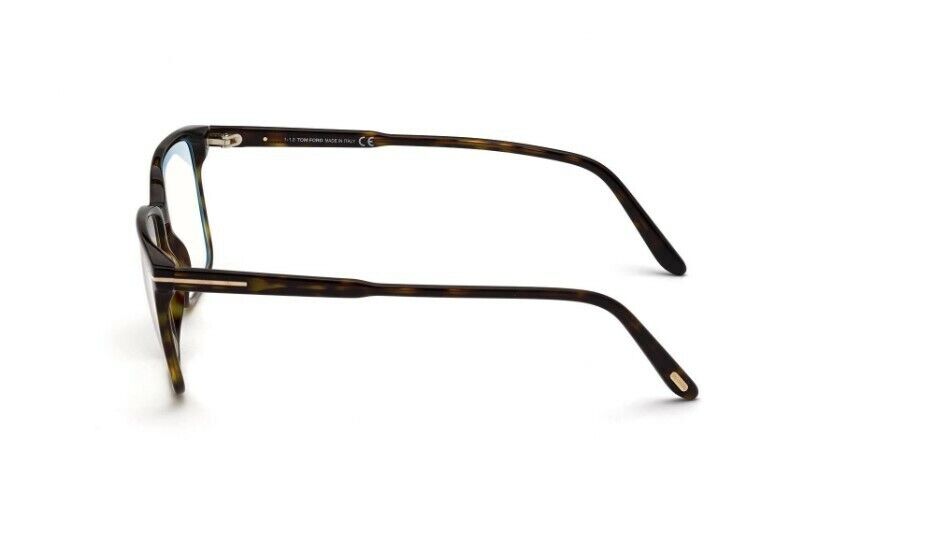 Tom Ford FT5696B 052 Shiny Dark Havana Blue Block Rectangular Men's Eyeglasses