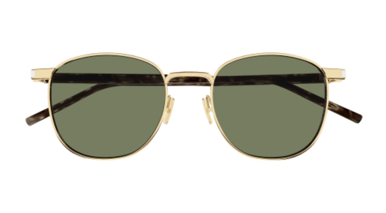 Saint Laurent SL 747 003 Gold/Crystal-Green Full Metal Round Men's Sunglasses