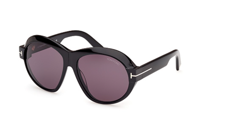 Tom Ford FT1113 01A Shiny Black/Smoke Round Women's Sunglasses