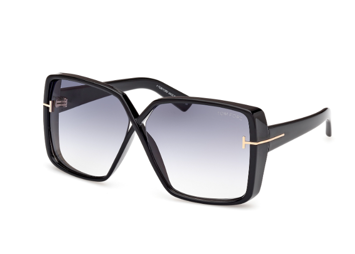 Tom Ford FT1117 Yvonne 01B Shiny Black/Smoke Gradient Butterfly Sunglasses