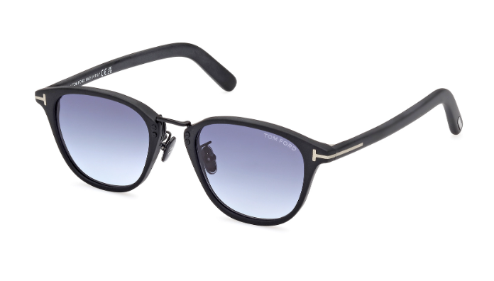 Tom Ford FT1049 D 02W Matte Black/Blue Gradient Square Men's Sunglasses