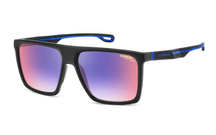 Carrera 4019/S 807 Black Blue Red Shaded Rectangular Men's Sunglasses.