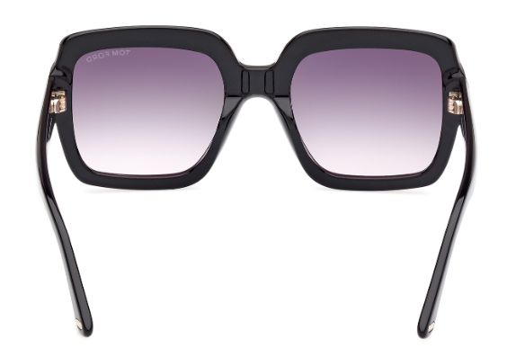 Tom Ford KAYA FT1082 01B Shiny Black/Smoke Gradient Square Women's Sunglasses