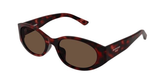 Balenciaga BB0369SK 003 Red Havana/Brown Round Women's Sunglasses