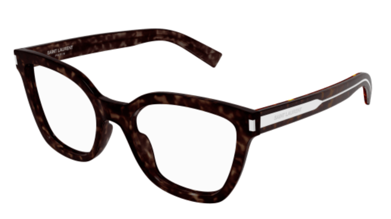 Saint Laurent SL 748 002 Havana/Crystal Wide Cat Eye Women's Eyeglasses