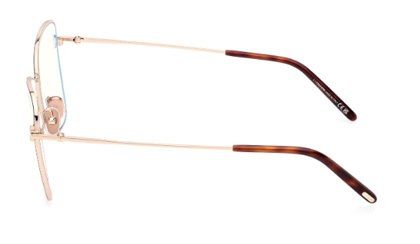 Tom Ford FT5906 046 Light Brown/Shiny Deep Gold Butterfly Women's Eyeglasses